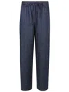 Apuntob Linen Striagh-leg Trousers In Blue