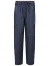 Apuntob Linen Striagh-leg Trousers In Blue
