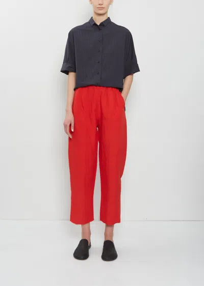Apuntob Linen Tapered Trousers In Red