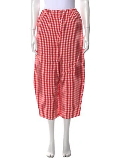 Pre-owned Apuntob Linen Wide Leg Pants In Red
