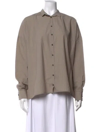 Pre-owned Apuntob Long Sleeve Button-up Top In Neutrals
