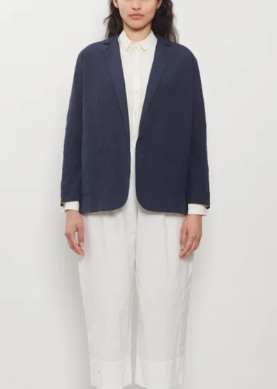 Apuntob Open Front Crinkled Cotton Jacket In Black
