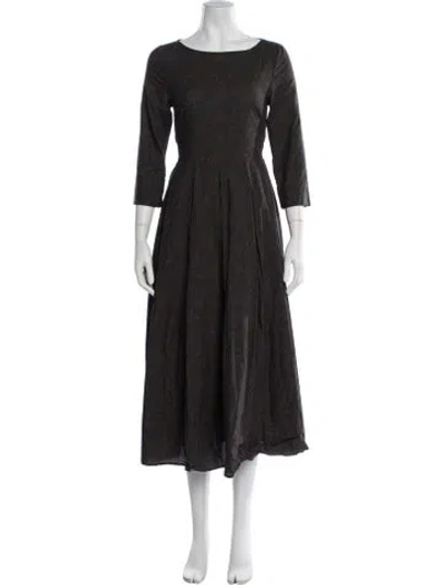 Pre-owned Apuntob Patterned Midi Length Dress In Black