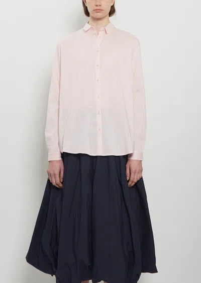Apuntob Pinstripe Cotton Silk Mini Collar Shirt In Pink
