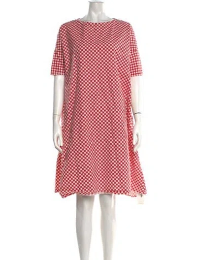 Pre-owned Apuntob Plaid Print Knee-length Dress In Red