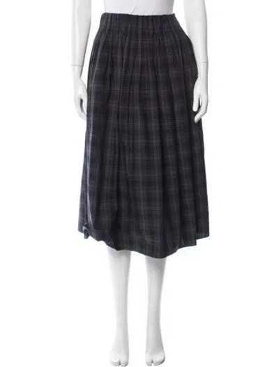 Pre-owned Apuntob Plaid Print Midi Length Skirt In Black