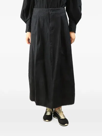 Pre-owned Apuntob Pleated Maxi Skirt In Black