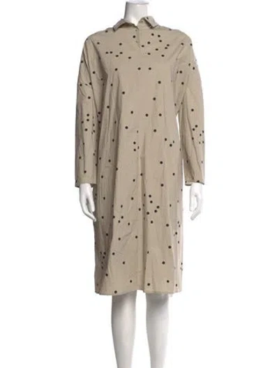 Pre-owned Apuntob Polka Dot Print Knee-length Dress In Neutrals