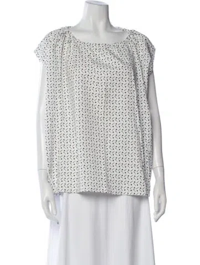 Pre-owned Apuntob Printed Scoop Neck Top In White