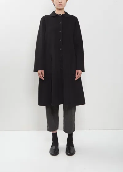 Apuntob Round Collar Fleece Coat In Black