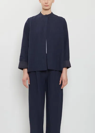 Apuntob Ruche Collar Linen Jacket In Black