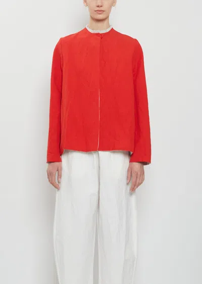 Apuntob Ruche Collar Linen Jacket In Red