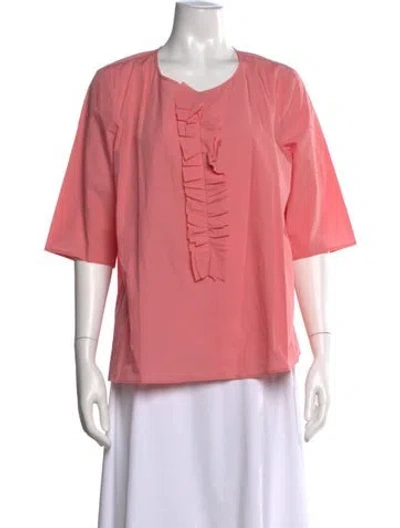 Pre-owned Apuntob Scoop Neck Short Sleeve Blouse In Pink