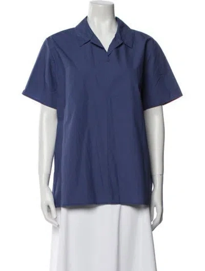 Pre-owned Apuntob Short Sleeve Button-up Top In Blue