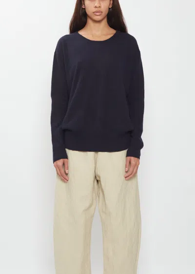 Apuntob Silk Cashmere Alpaca Crewneck Sweater In Blue