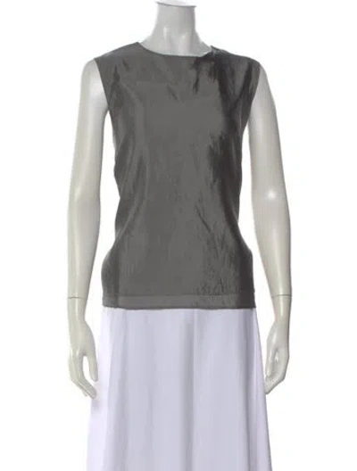 Pre-owned Apuntob Silk Crew Neck Top In Gray