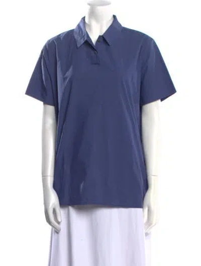Pre-owned Apuntob Silk Short Sleeve Polo In Blue