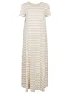 Apuntob Striped Cotton Long Dress In Beige