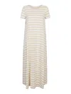 Apuntob Striped Cotton Long Dress In Beige