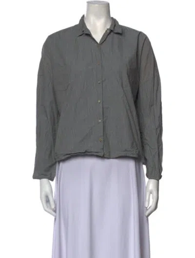 Pre-owned Apuntob Striped Long Sleeve Button-up Top In Grey