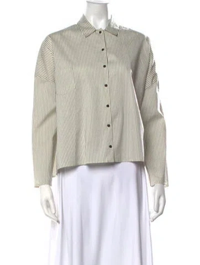 Pre-owned Apuntob Striped Long Sleeve Button-up Top In Multicolor