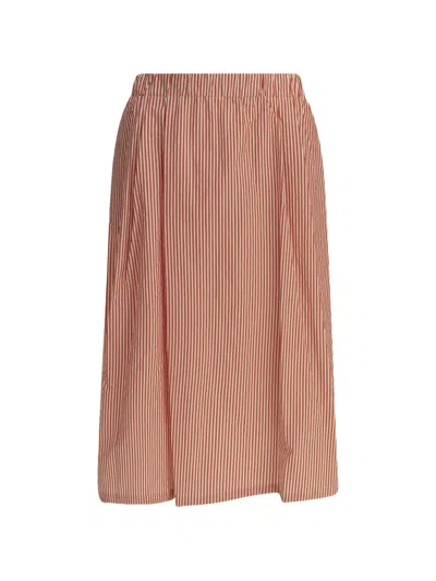 Apuntob Pleated Striped Midi Skirt Collection In Red
