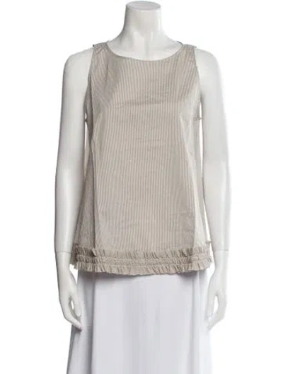 Pre-owned Apuntob Striped Scoop Neck Blouse In Neutral