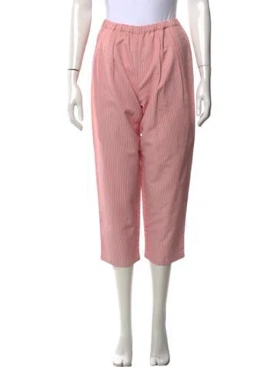 Pre-owned Apuntob Striped Straight Leg Pants In Pink