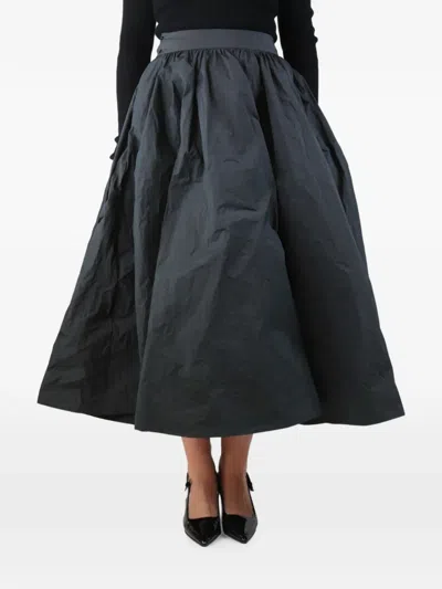 Pre-owned Apuntob Taffeta Maxi Full Skirt In Black