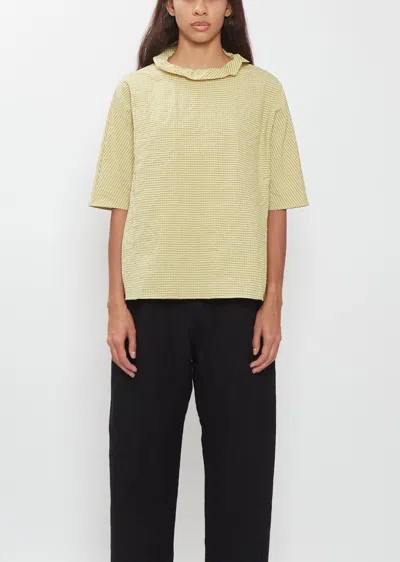 Apuntob Tech Cotton Ruffle Trim Top In Brown