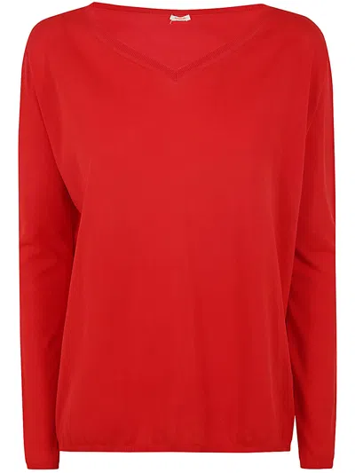 Apuntob V Neck Jumper In Pomegranate