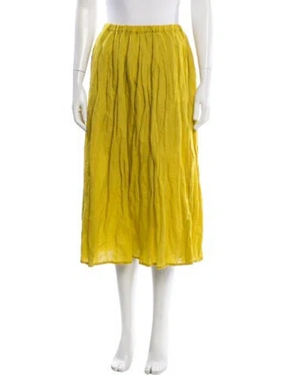 Pre-owned Apuntob Virgin Wool Midi Length Skirt In Yellow