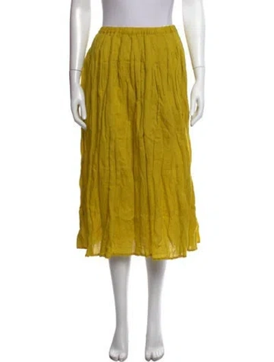Pre-owned Apuntob Virgin Wool Midi Length Skirt In Yellow