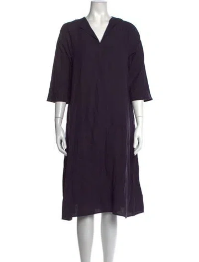 Pre-owned Apuntob V-neck Midi Length Dress In Blue