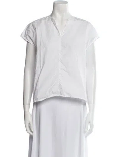 Pre-owned Apuntob V-neck Short Sleeve Blouse In White