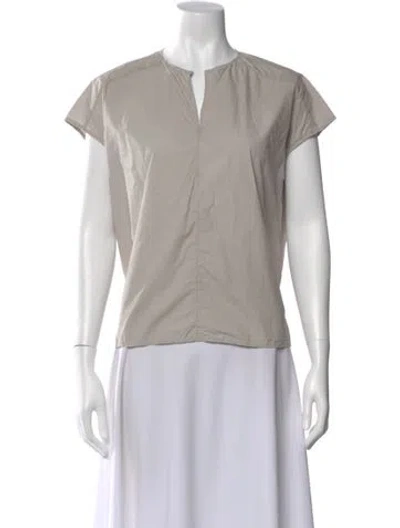 Pre-owned Apuntob V-neck Short Sleeve Top In Gray