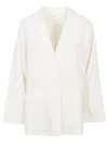 Apuntob Linen Single-breasted Jacket In White