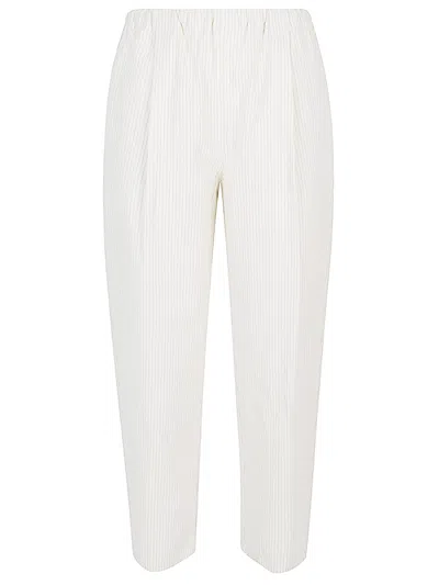 Apuntob Wide Leg Cotton Trousers In White