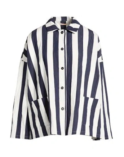 Apuntob Woman Jacket Navy Size M Cotton, Linen In Multi