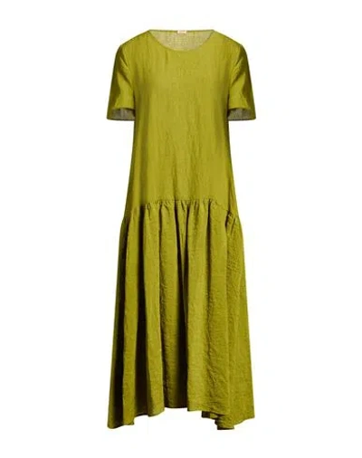 Apuntob Woman Maxi Dress Military Green Size M Linen