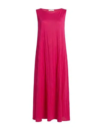 Apuntob Woman Midi Dress Magenta Size S Cotton, Metal Fiber In Pink
