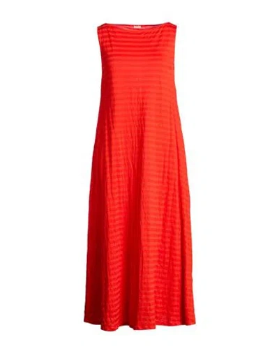 Apuntob Woman Midi Dress Orange Size M Cotton, Metallic Fiber
