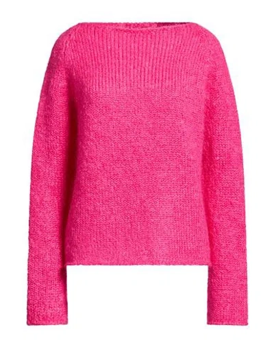 Apuntob Woman Sweater Fuchsia Size S Mohair Wool, Polyamide In Pink