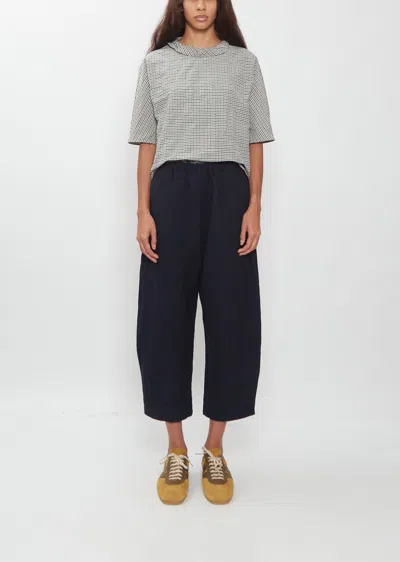 Apuntob Wool Cotton Curved Cropped Pants In Blue