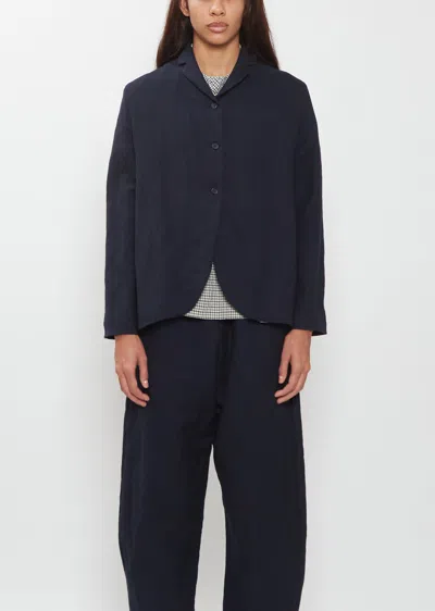 Apuntob Wool Cotton Curved Hem Jacket In Blue