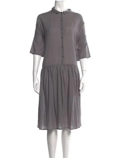 Pre-owned Apuntob Wool Knee-length Dress In Gray