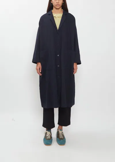 Apuntob Wool-cotton Blend Overcoat In Blue