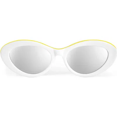 Aqs 54mm Glinda Polarized Cat Eye Sunglasses In White