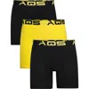 Aqs Classic Fit Boxer Briefs In Black/yellow/ Black
