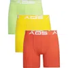 Aqs Classic Fit Boxer Briefs In Orange/yellow/ Lime Green